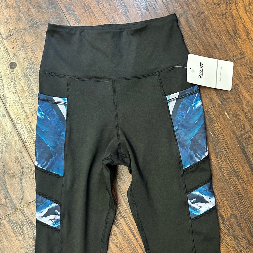 Womens High Waist Print Yoga Pants Plus Size with Waistband Pocket-XS  <<167>> - Picture 4 of 9